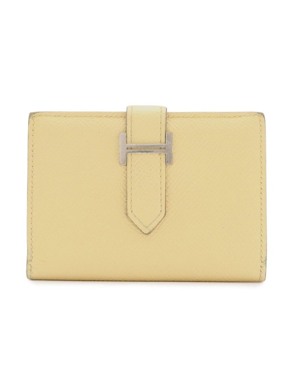 Hermes Bearn Card Case Business Veau Epsom Cream Yellow Silver
